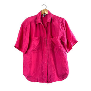 Hot Pink Vintage Paul Duffier Button Front Blouse S